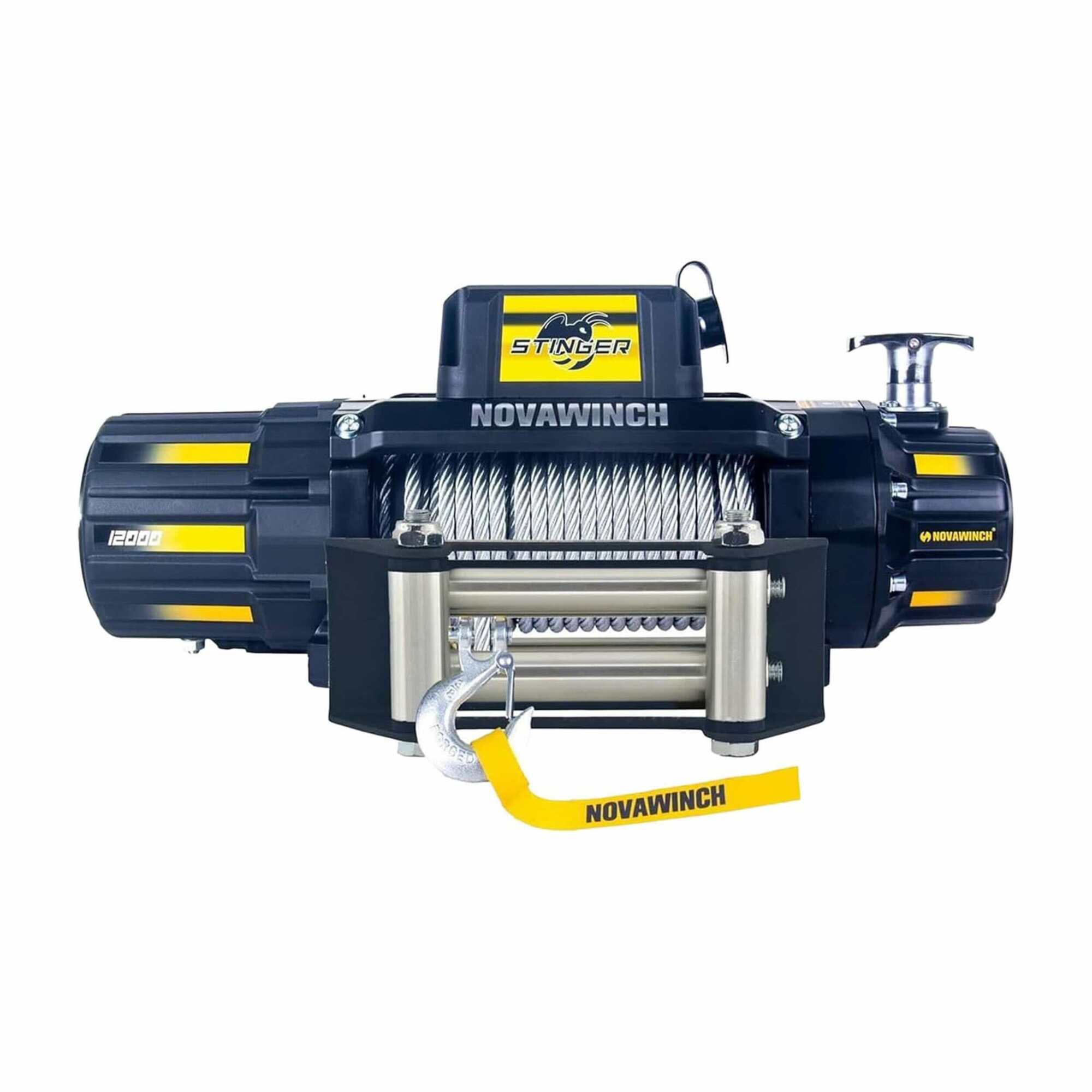 Novawinch Stinger 12 Volt DC Powered Truck Winch, 12000 lb Capacity, 85 ft Galvanized Steel Rope